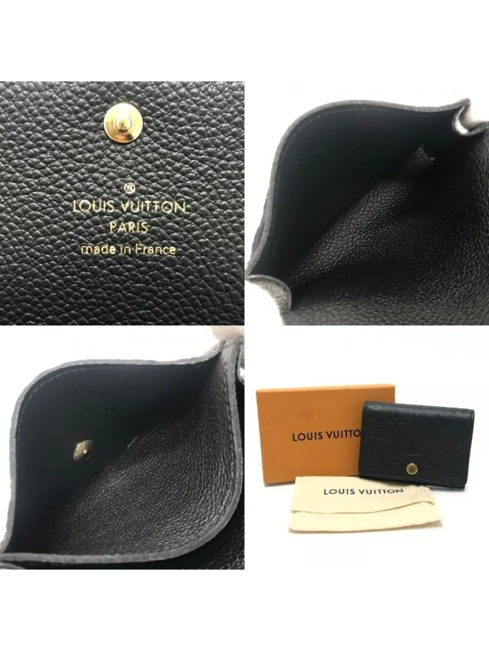 Louis Vuitton Card Case Business Holder Monogram Empreinte Leather Black
